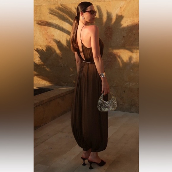 Zara COLLECTION LONG PLEATED JUMPSUIT | M NWT - Picture 3 of 16